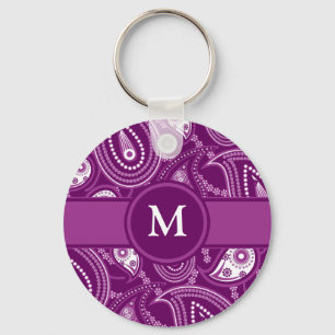 Chaveiro Paisley roxo e branco