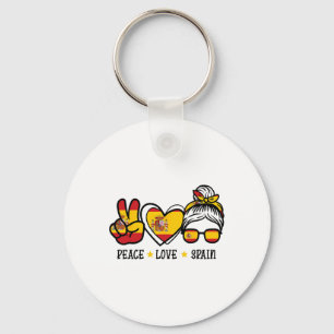 Chaveiro Paix Amor Espanha Coque Sujo Fã de Futebol Espanho