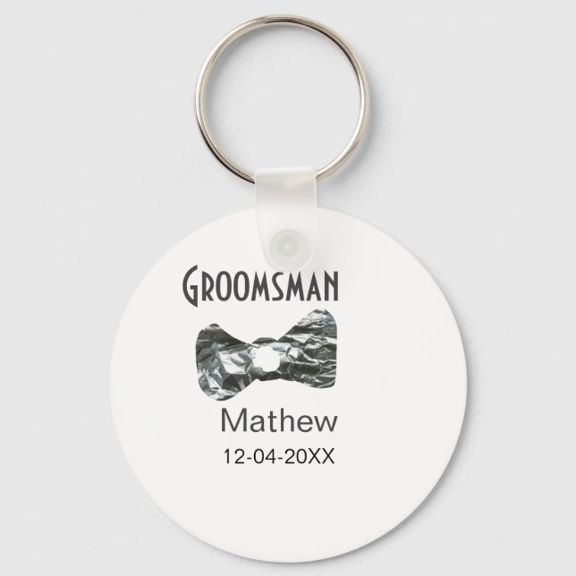 Chaveiro Pajem adicionar nome data ano cinza colar arco tex (Frente)