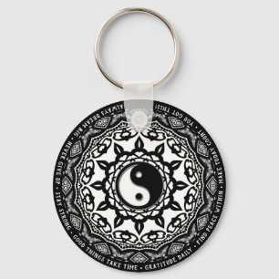 Chaveiro Palavras do Lembrete Diário de Yin Yang Mandala Wh