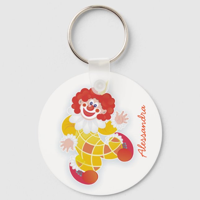 Chaveiro palhaço amarelo engraçado com seu nome (Frente)