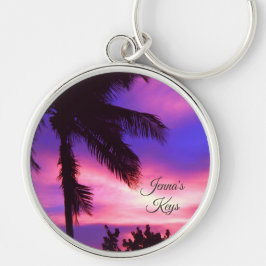 Chaveiro Palm Tree N Purple Sunset Customable Key Chain