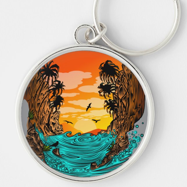 Chaveiro Palm Tree Sunset (Frente)