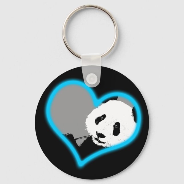 Chaveiro panda amor, luz neon. (Frente)