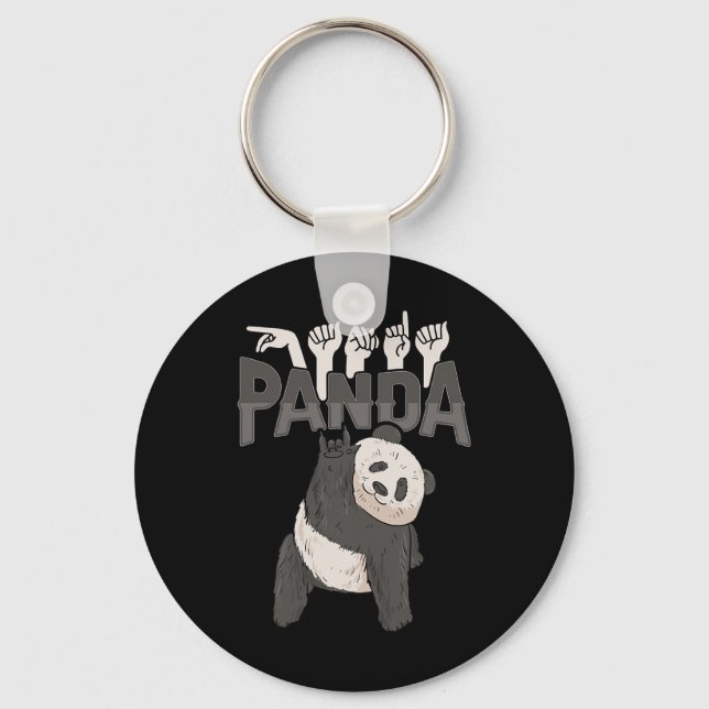 Chaveiro Panda Asl Gesto de Mão Surda Audição Perda Consciê (Frente)