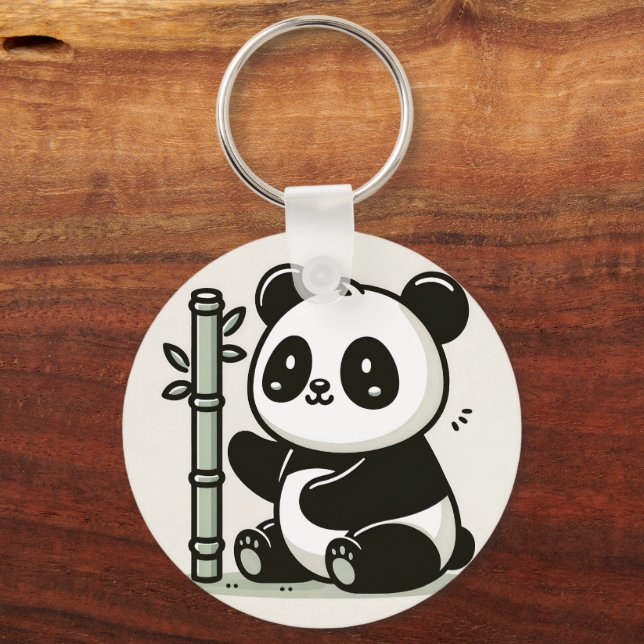 Chaveiro Panda Bonita Com Arte De Bambu (Frente)