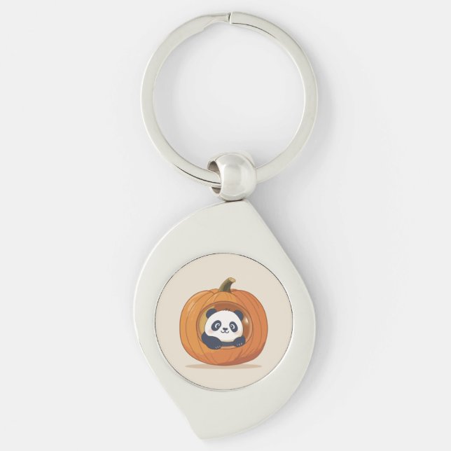 Chaveiro Panda de Abóbora de Halloween Fofo (Frente)