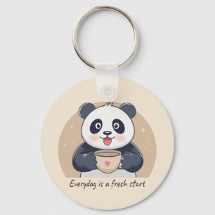 Chaveiro Panda Fofo com Café
