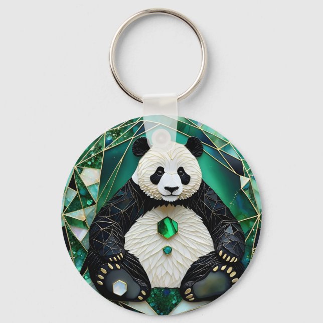 Chaveiro Panda Geométrica Mesmerizada (Frente)