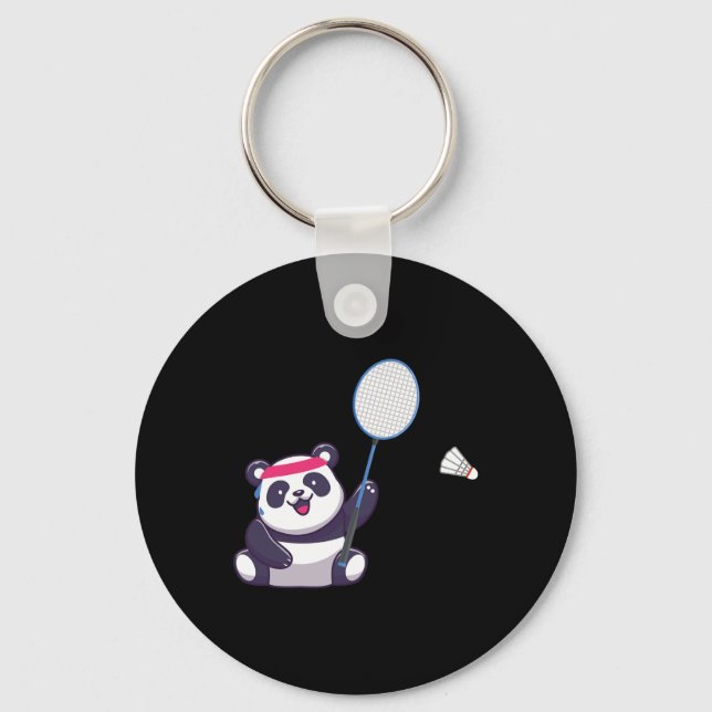 Chaveiro Panda Jogando Badminton Engraçado Treinador De Esp (Frente)