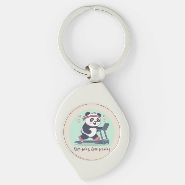 Chaveiro Panda Motivacional Fofo em Esteira (Frente)