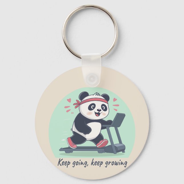 Chaveiro Panda Motivacional Fofo em Esteira (Frente)