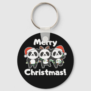 Chaveiro Panda Natal Animais Pandas Feliz Chave de Natal