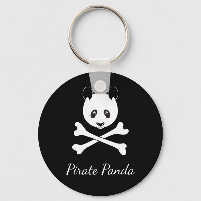 Chaveiro Panda Pirata Branca e Preta Personalizada (Frente)