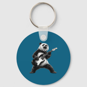 Chaveiro Panda tocando violão estrela do rock rock and roll