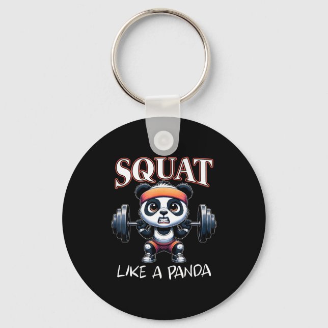 Chaveiro Panda Weightlifting Fitness Funny Gym Quote Squat  (Frente)