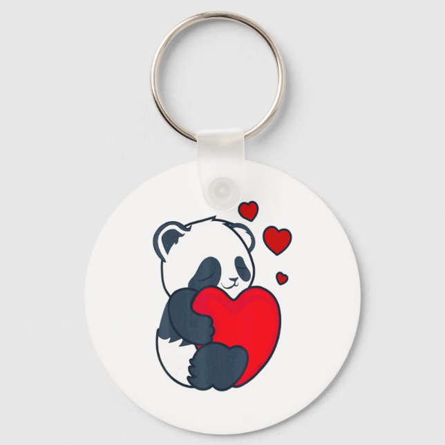 Chaveiro Panda Women Valentines Day Girlfriend Heart  (Frente)