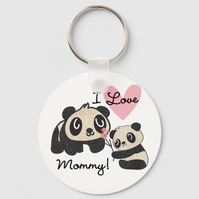 Chaveiro Pandas eu amo mamães (Frente)