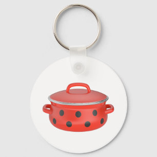 Chaveiro Panela de esmalte vermelho