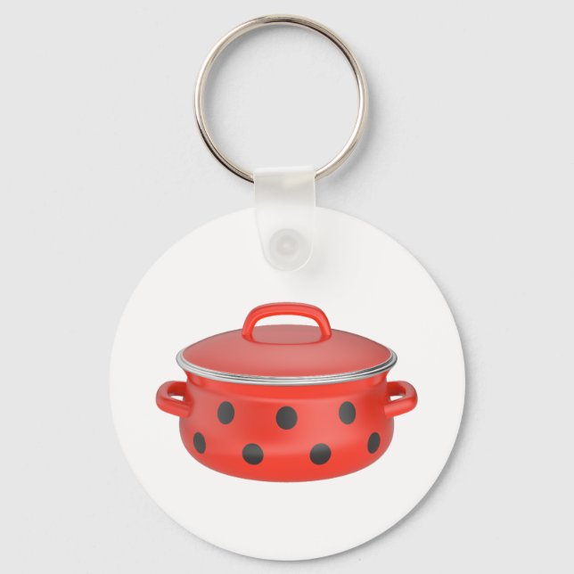 Chaveiro Panela de esmalte vermelho (Frente)