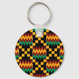 Chaveiro Pano preto, verde, vermelho, e amarelo de Kente