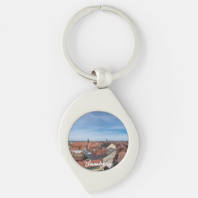 Chaveiro Panorama vê a velha cidade de cima em Bamberg (Frente)