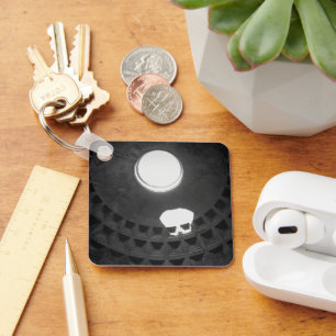 Chaveiro Pantheon Light Skull Roma Itália com caligrafia