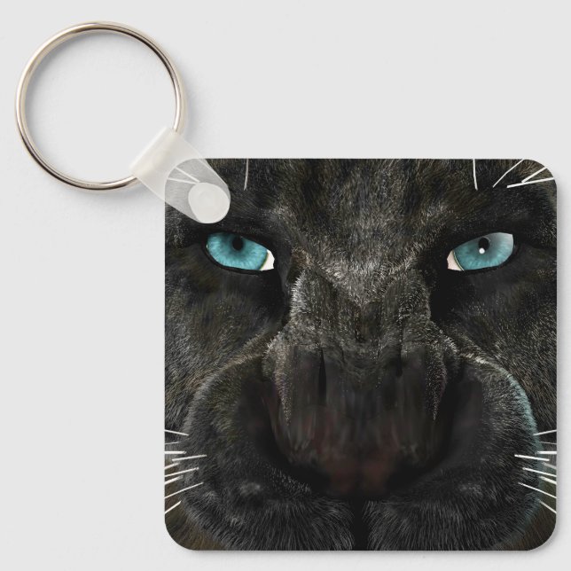 Chaveiro Panther Preto de Gato Grande (Frente)
