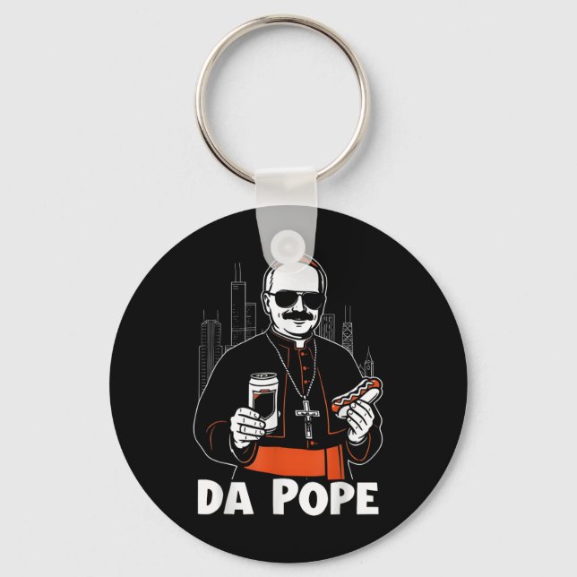 Chaveiro Papa de Chicago Leo Xiv Da Pope Meme Engraçado (Frente)