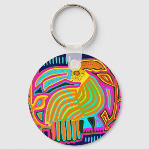 Chaveiro Papagaio de Arte Folclórica Tropical