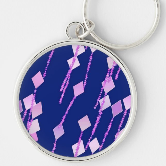 Chaveiro Papagaios cor-de-lavanda contra azul escuro (Frente)