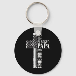Chaveiro Papai abençoado cristão vintage Bandeira americana