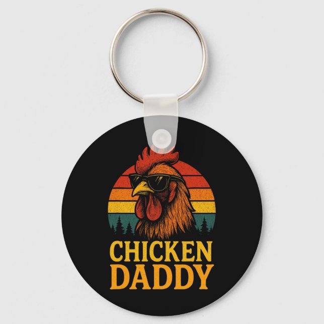 Chaveiro Papai Frango - Fazendeiro de Aves Engraçado Retro  (Frente)