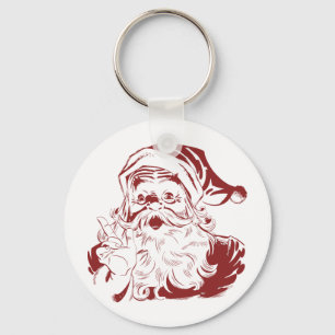 Chaveiro Papai Noel Alegre no Vermelho Diversão Natal Retrô