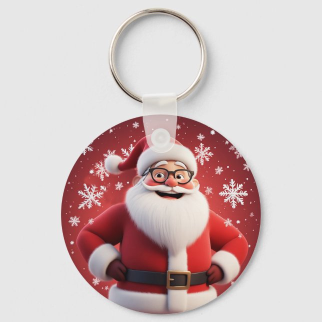 Chaveiro Papai Noel Alegre Presente de Férias de Natal (Frente)