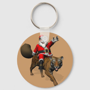 Chaveiro Papai Noel Andando Um Tigre