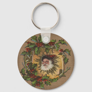 Chaveiro Papai Noel Antigo Azevinho Natal Antigo