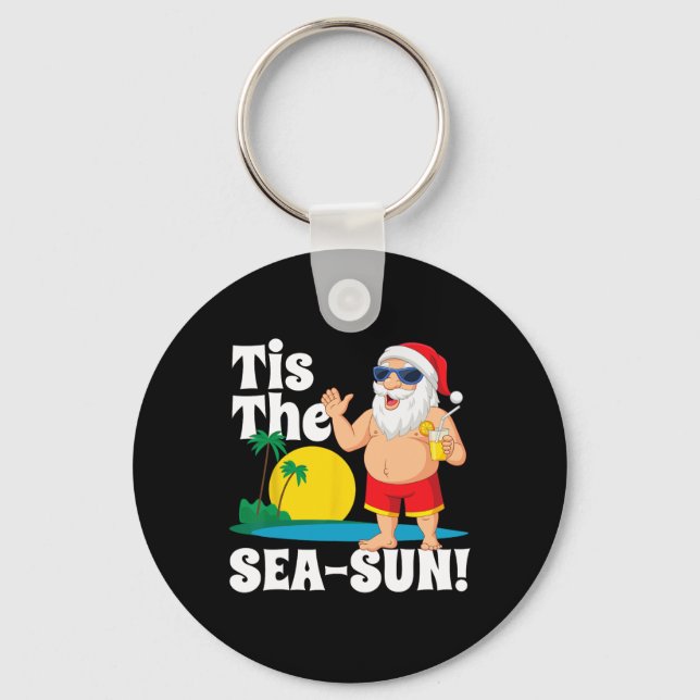 Chaveiro Papai Noel Beber Tis O Natal Sol Do Mar Em  (Frente)