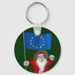 Chaveiro Papai Noel com a bandeira da União Europeia