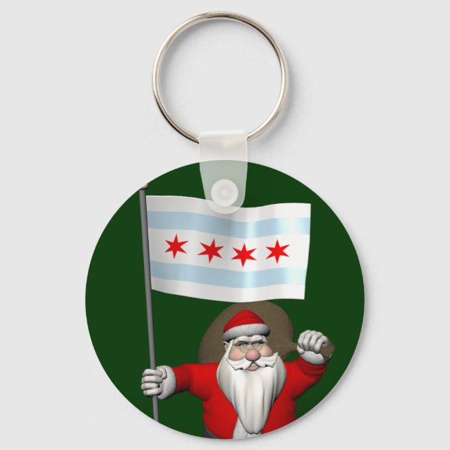 Chaveiro Papai Noel Com Alferes De Chicago (Frente)
