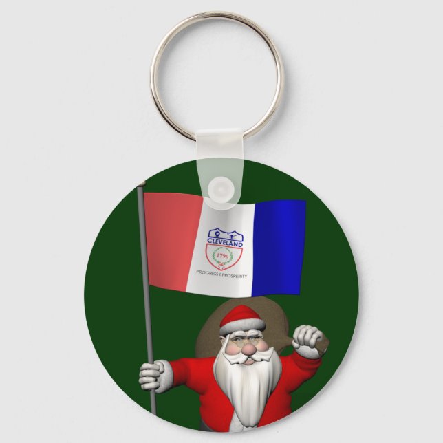 Chaveiro Papai Noel Com Alferes De Cleveland (Frente)