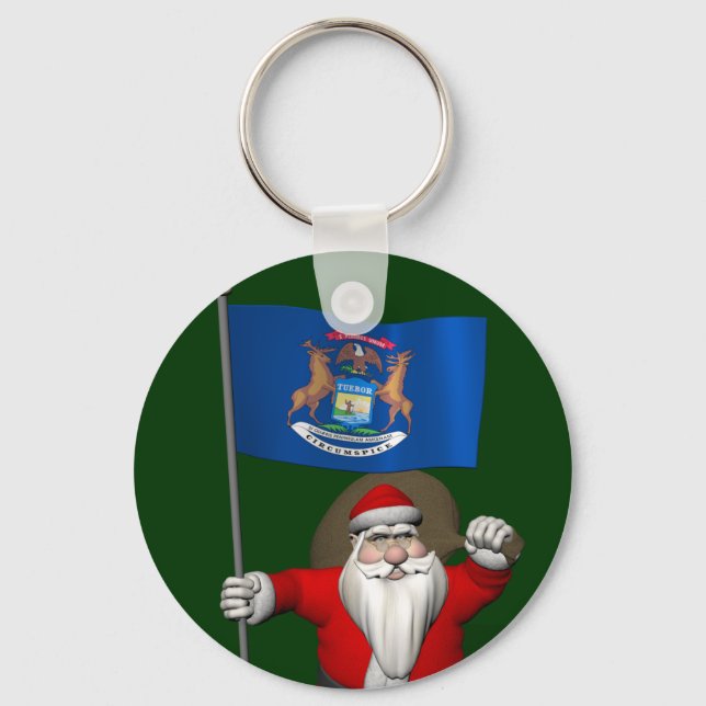 Chaveiro Papai Noel Com Alferes De Michigan (Frente)