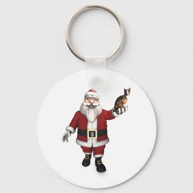 Chaveiro Papai Noel com Calico Cat (Frente)