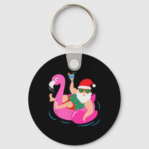 Chaveiro Papai Noel de Óculos de Sol Flamingo Festa de Nata
