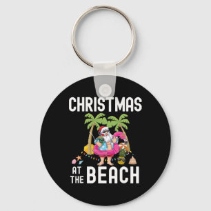 Chaveiro Papai Noel de Palmeira Surfando Natal de Verão na 