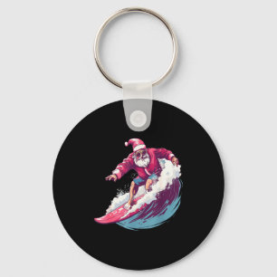 Chaveiro Papai Noel de Surfe no Natal Amante de Surf Xma