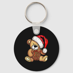 Chaveiro Papai Noel de Urso de Pelúcia Pijama de Natal Fofo