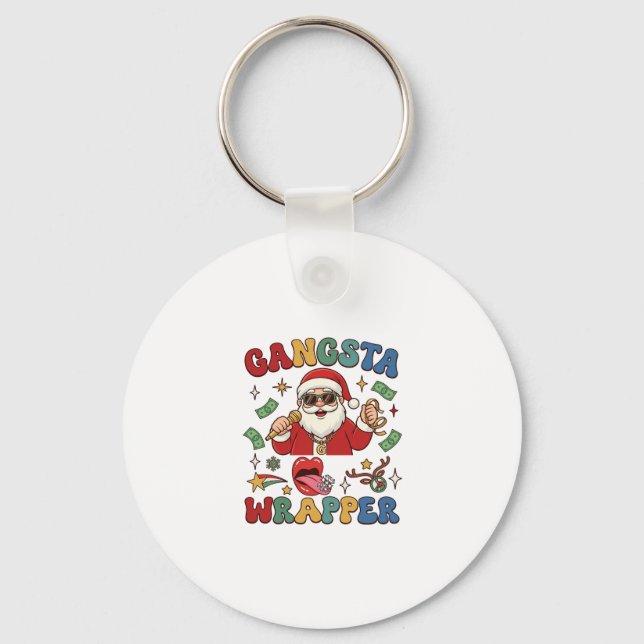 Chaveiro Papai Noel do Natal Wrapper Gangsta Microfone Dinh (Frente)