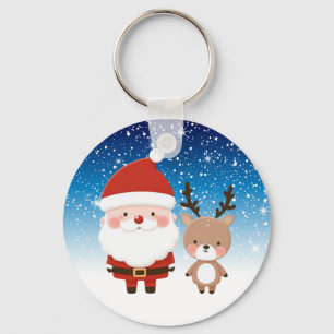 Chaveiro Papai Noel e Rena de Natal fofos