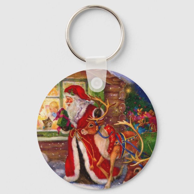 Chaveiro Papai Noel e Rudolph (Frente)